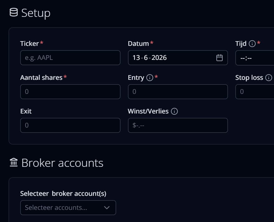 Handmatig trading logboek voor futures daytraders