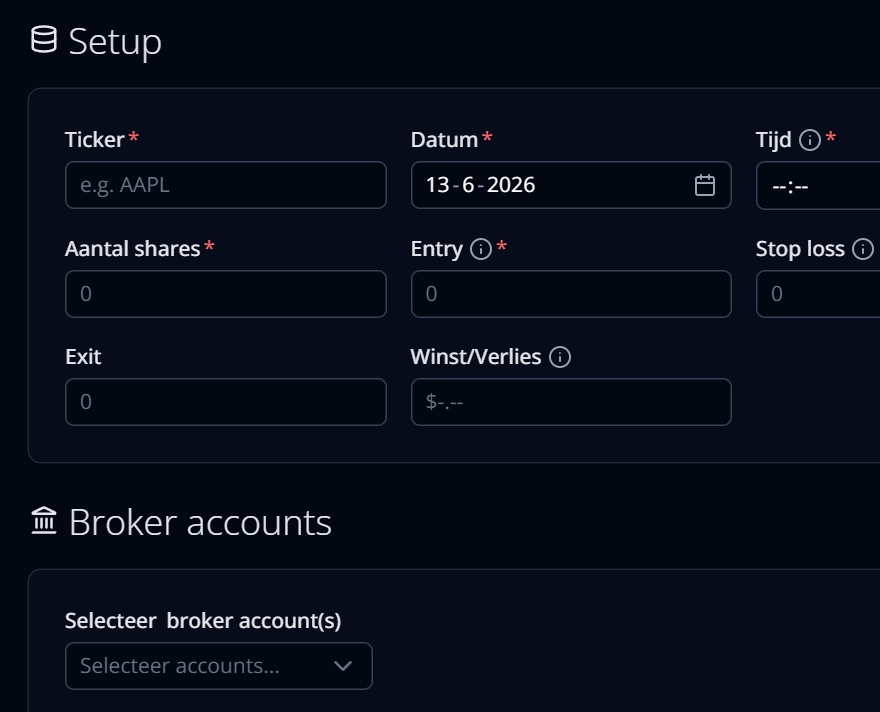 Handmatig trading logboek voor futures daytraders